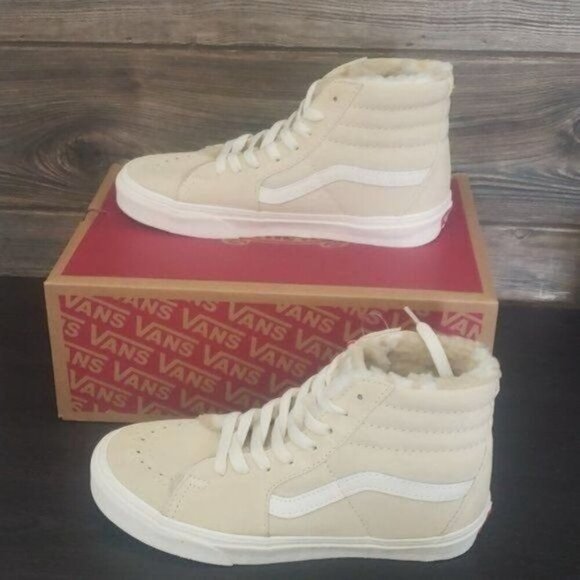 Vans Shoes - New Vans Sk8 Hi Cozy Hug Biscotti Beige High Top Faux Fur Sherpa Suede Sneakers